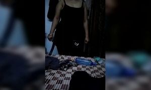Indian wife changing clothes husband making video
