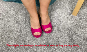 Mrs Mature Feet wearing her old tan tights for a fan