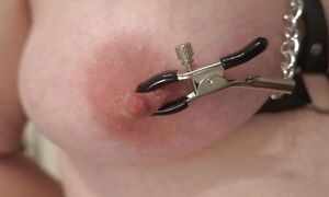 Wife punished with nipple clamps and collar