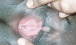 Extreme Close up Pussy spreading and Clit Outside Black Inside Pink