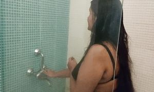 A gorgeous Bengali girl Priti Bathing in a bathroom. Voyer scene