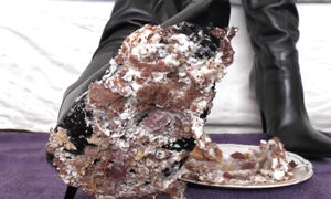 Smoking Mistress and Cake From Boot Soles POV Clip, Lady Victoria Valente