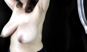 Piggy Slut Oils and Bounces Her Huge Tits Front View 1080HD