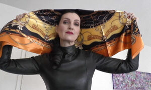 Lady Victoria Valente Satin Headscarves Fashion Show, Leather and Satin, Scarf Queen