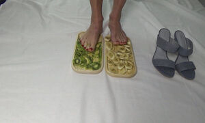 I trample the fruit with my feet. Lick My Legs