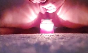 Hot Milf Cougar plays with Fire  flame play pussy torture with candle flame fire masturbation