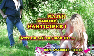 Perverted voyeur and lesbians on display